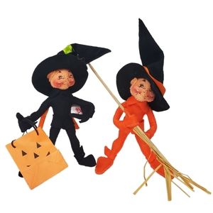 ANNALEE Vintage Halloween Elves 1998 Black Orange 7" Retired